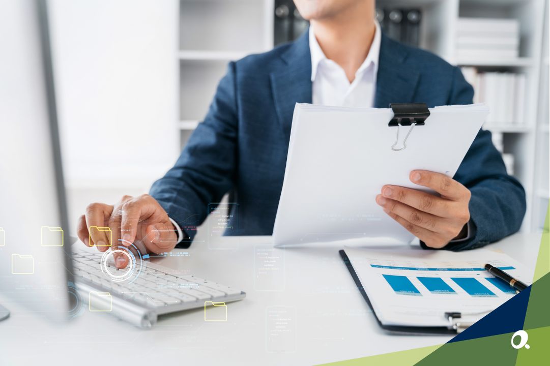 Man using cloud ERP system on work computer