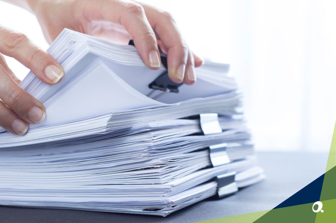 Stack of papers on a desk