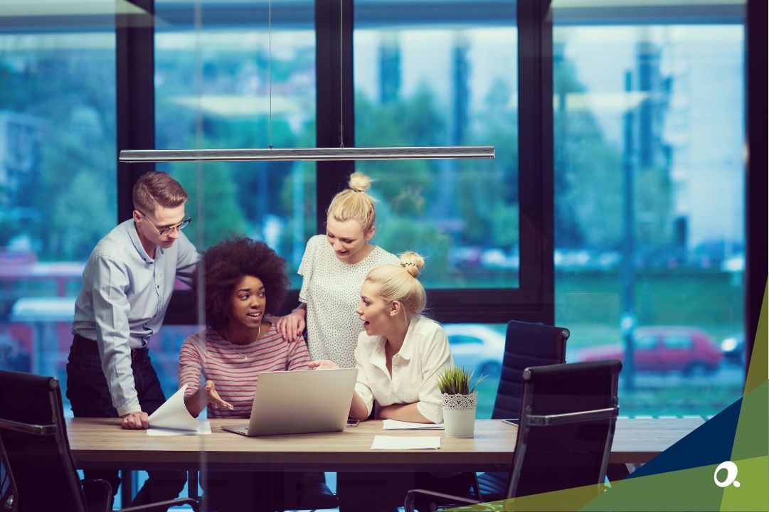 Business professionals collaborating in a meeting.