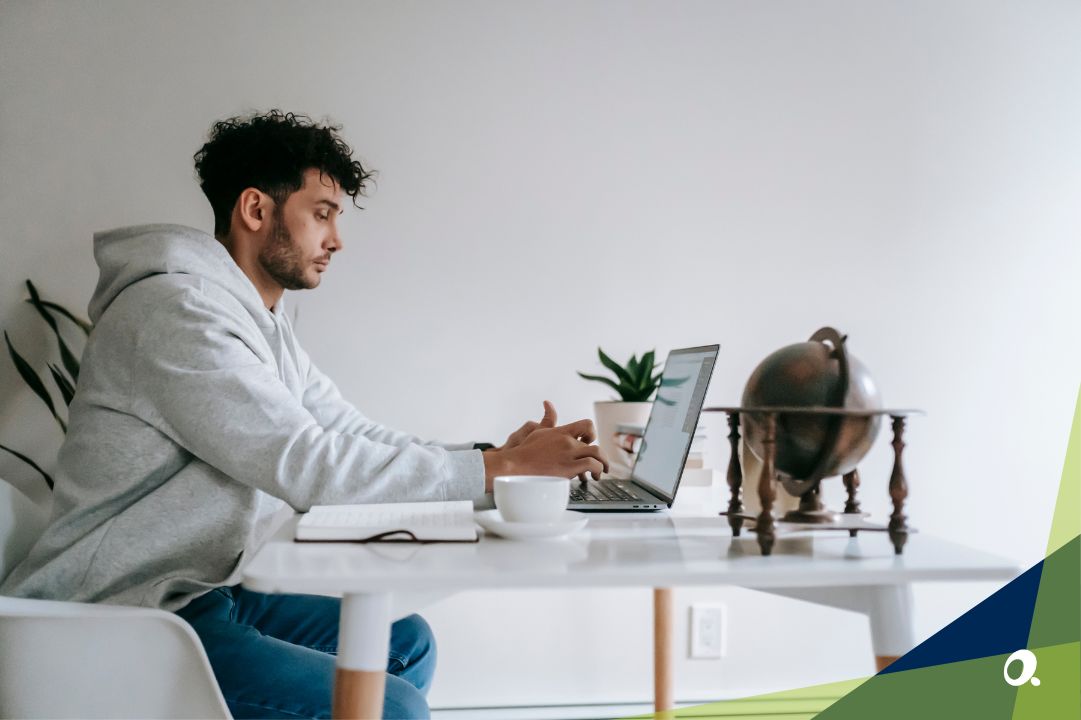 Man working remotely on a laptop