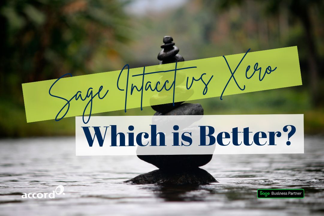 Decorative image with text reading "Sage Intacct vs Xero: Which is Better?"