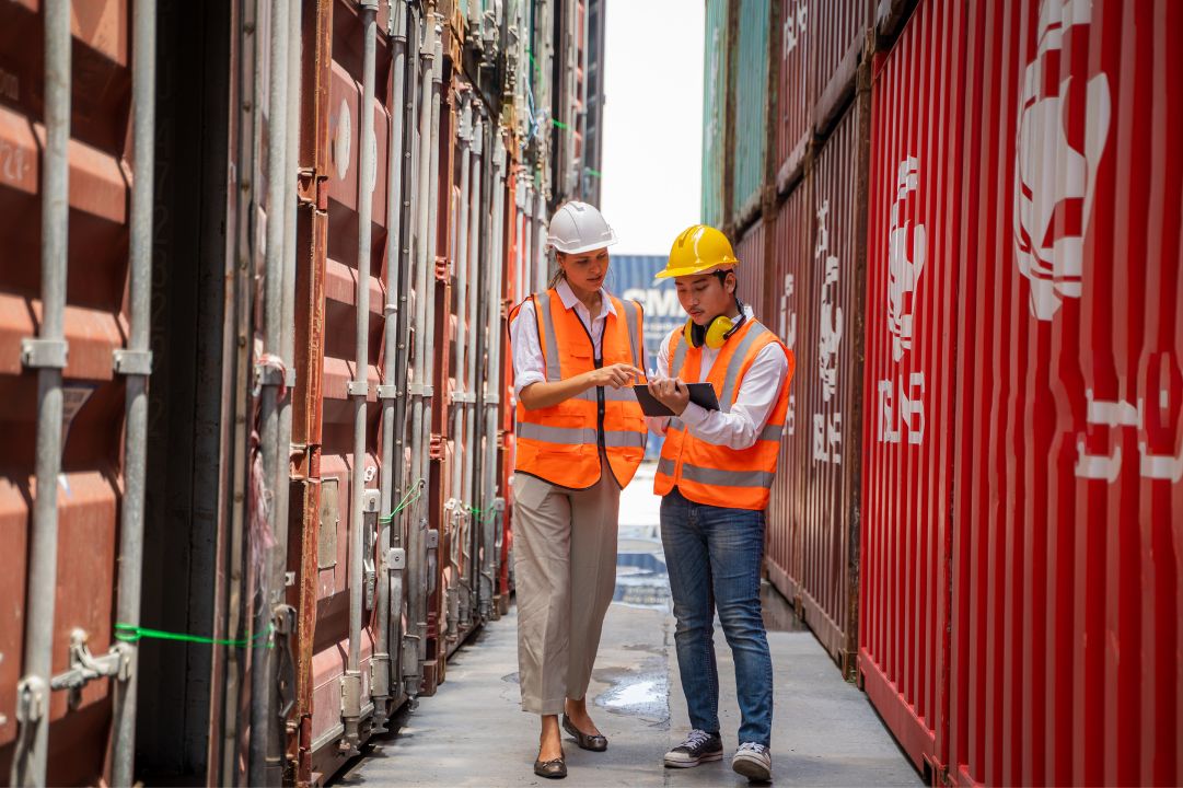 Two people working in transport and logistics